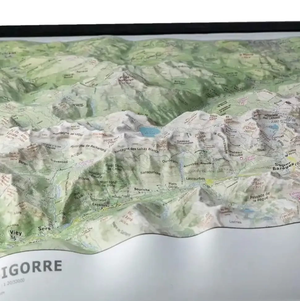 Carte En Relief Pic Du Midi Bigorre | Deniveles Editions