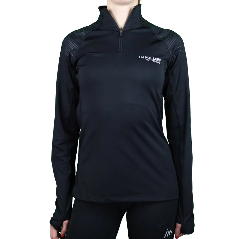 Ladies Fleece 1/2 Zip Top Trail+ Black | Impulse Outdoor
