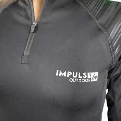 Ladies Fleece 1/2 Zip Top Trail+ Black | Impulse Outdoor