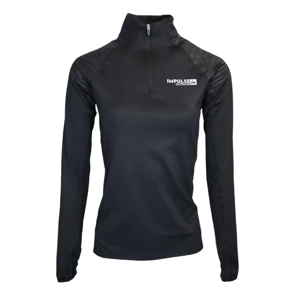 Ladies Fleece 1/2 Zip Top Trail+ Black | Impulse Outdoor