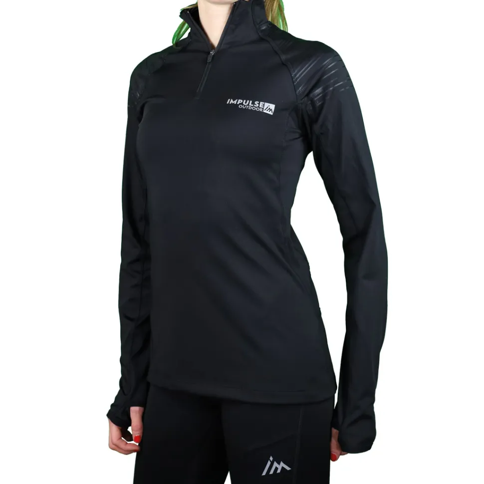 Ladies Fleece 1/2 Zip Top Trail+ Black | Impulse Outdoor