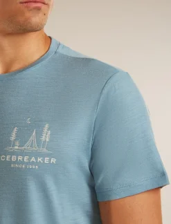 M Mer 150 Tech Lite Ss T-shirt Peaceful Pass Flint Blue - Tee Shirt Mc