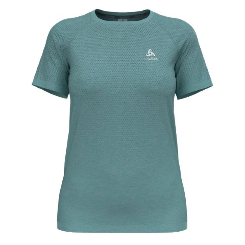 T-shirt Femme Essential Seamless Crew Neck Aqua Haze Melange | Odlo