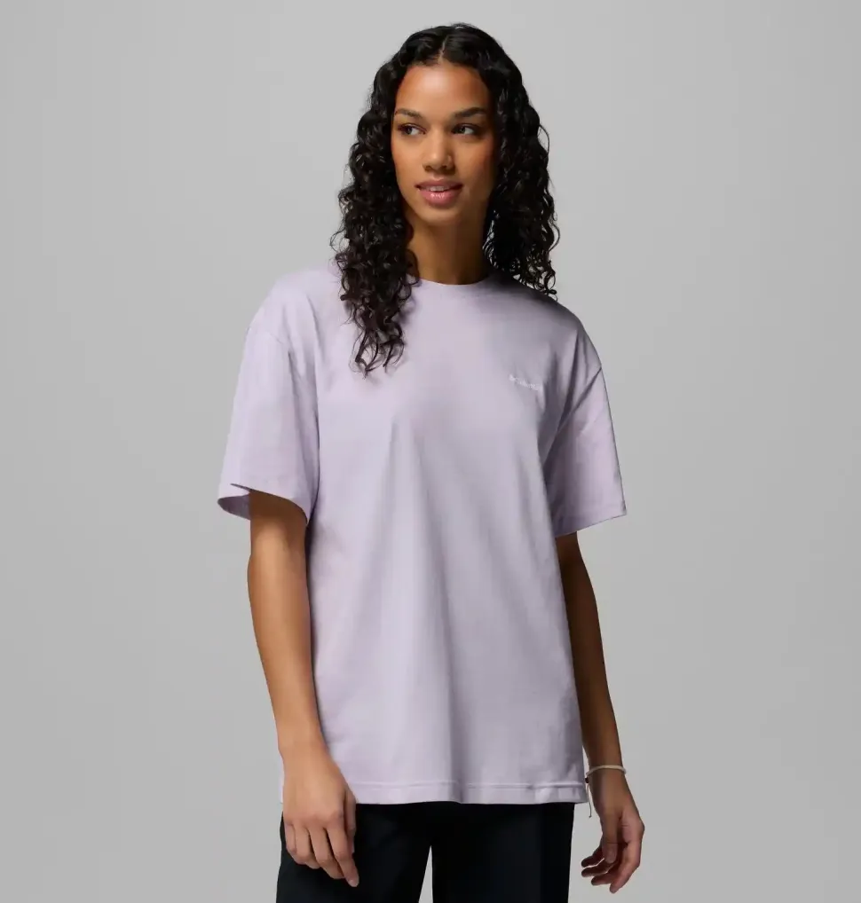 T-Shirt Femme Rolling Bend Graphic Oversized Lavender Pearl - Tee Shirt Mc | Columbia