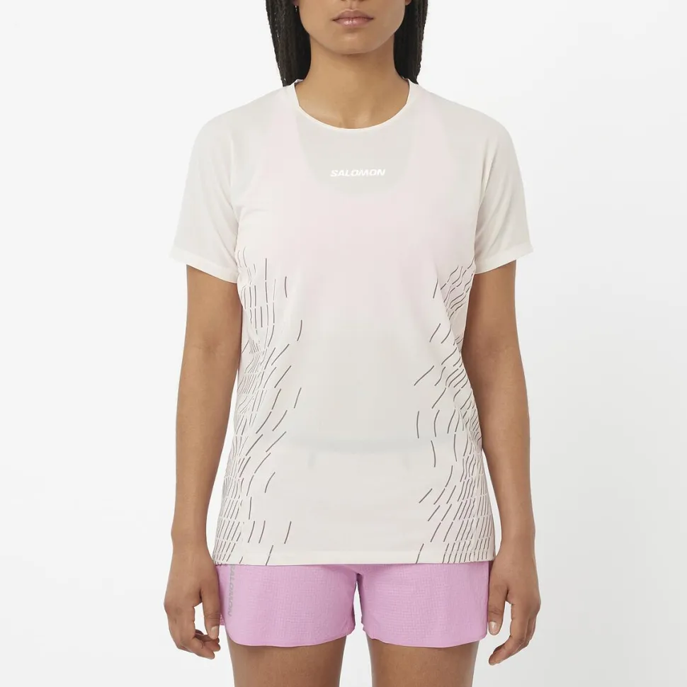 T-shirt Femme Sense Aero Gfx Whisper White - Tee Shirt Mc | Salomon