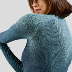 T-shirt Femme Turtle Neck Performance Warm Blackcomb Provincial Blue - Tee Shirt Ml