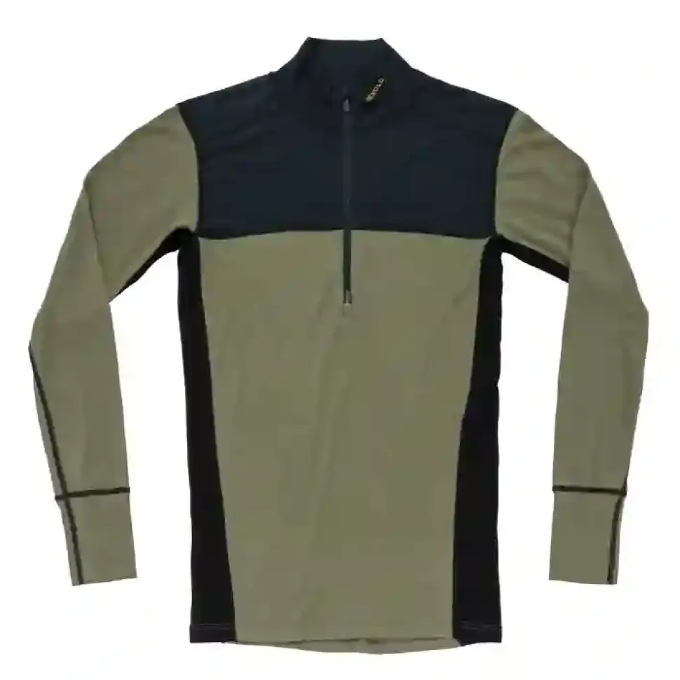 T-Shirt Lauparen Merino 190 Zip Neck Ink Lichen Black