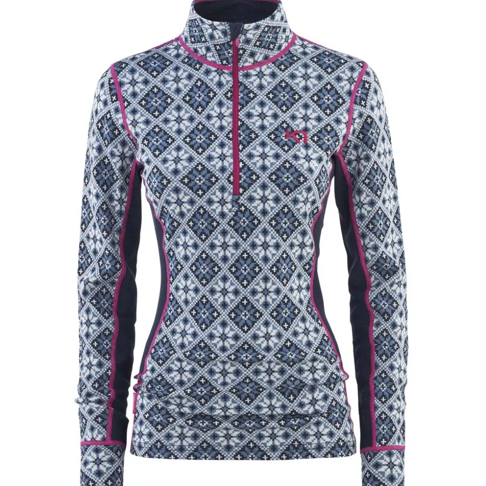 T-shirt Ml Femme Rose 1/2 Zip Royal