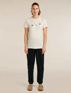 W Mer 150 Tech Lite Ss T-shirt Bird Transit Ecru Hthr - Tee Shirt Mc