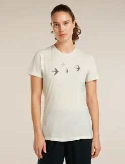 W Mer 150 Tech Lite Ss T-shirt Bird Transit Ecru Hthr - Tee Shirt Mc