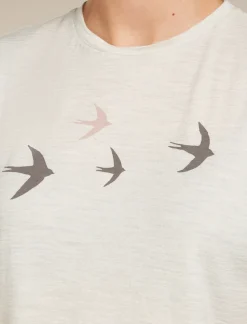 W Mer 150 Tech Lite Ss T-shirt Bird Transit Ecru Hthr - Tee Shirt Mc